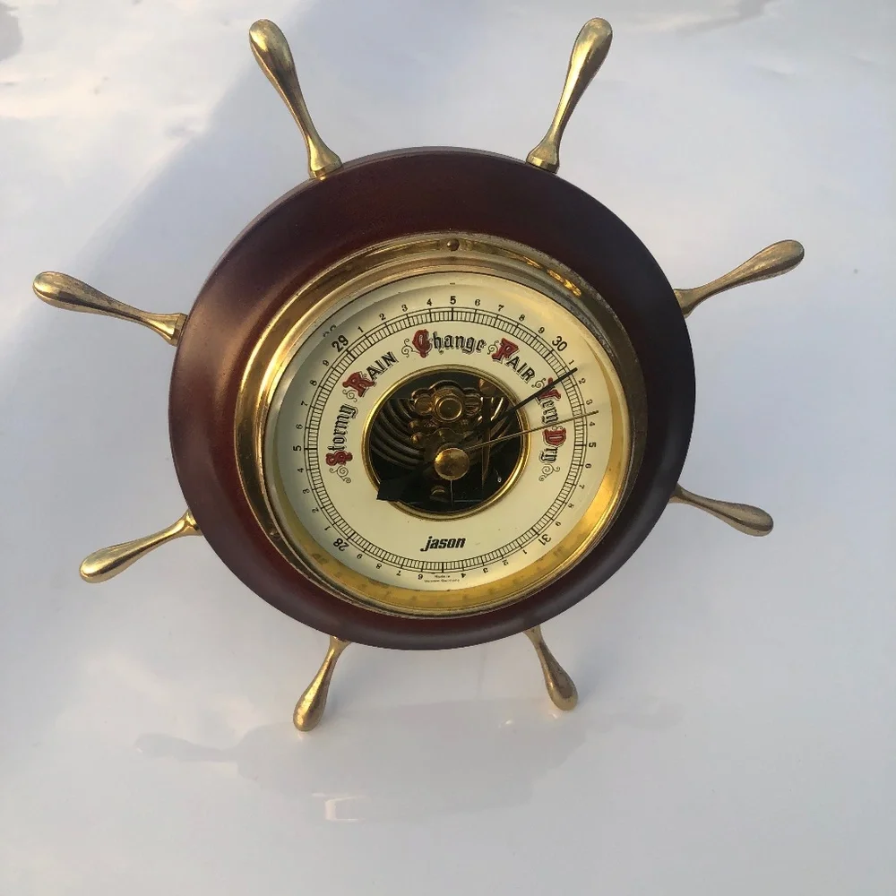 Vintage Jason Ship Wheel Aneroid Barometer-Works-Tested with Air Pressure